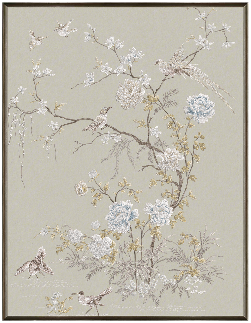 Floral and bird embroidery