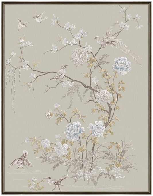 Floral and bird embroidery