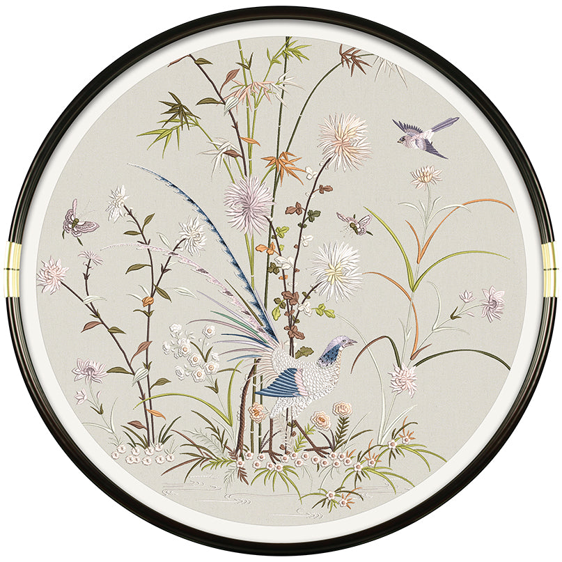 Floral and bird embroidery