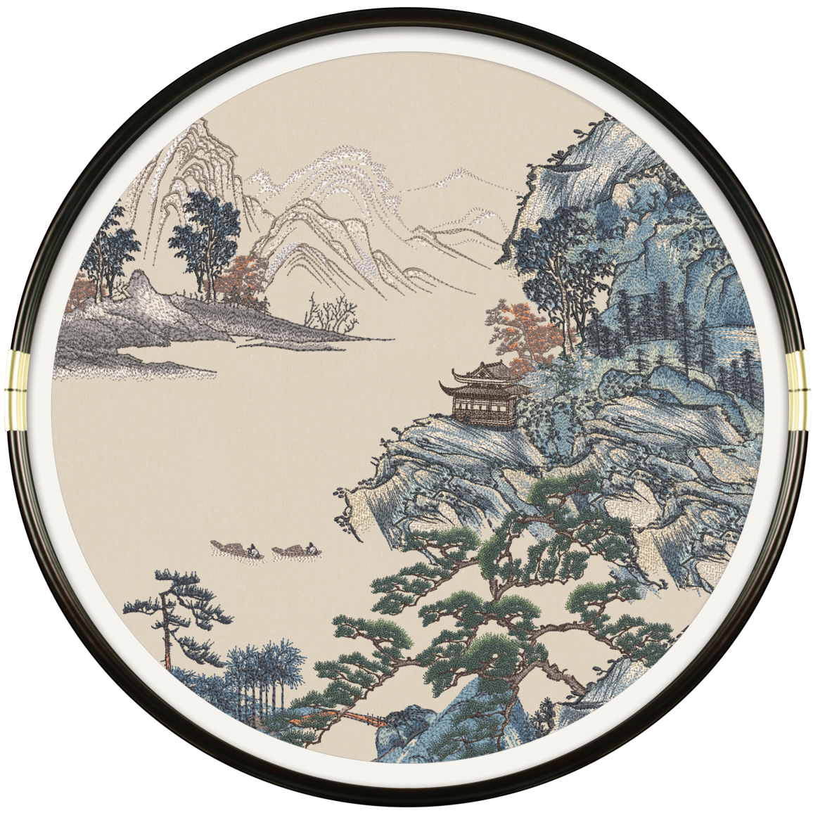 Ink Landscape Embroidered Wall Art